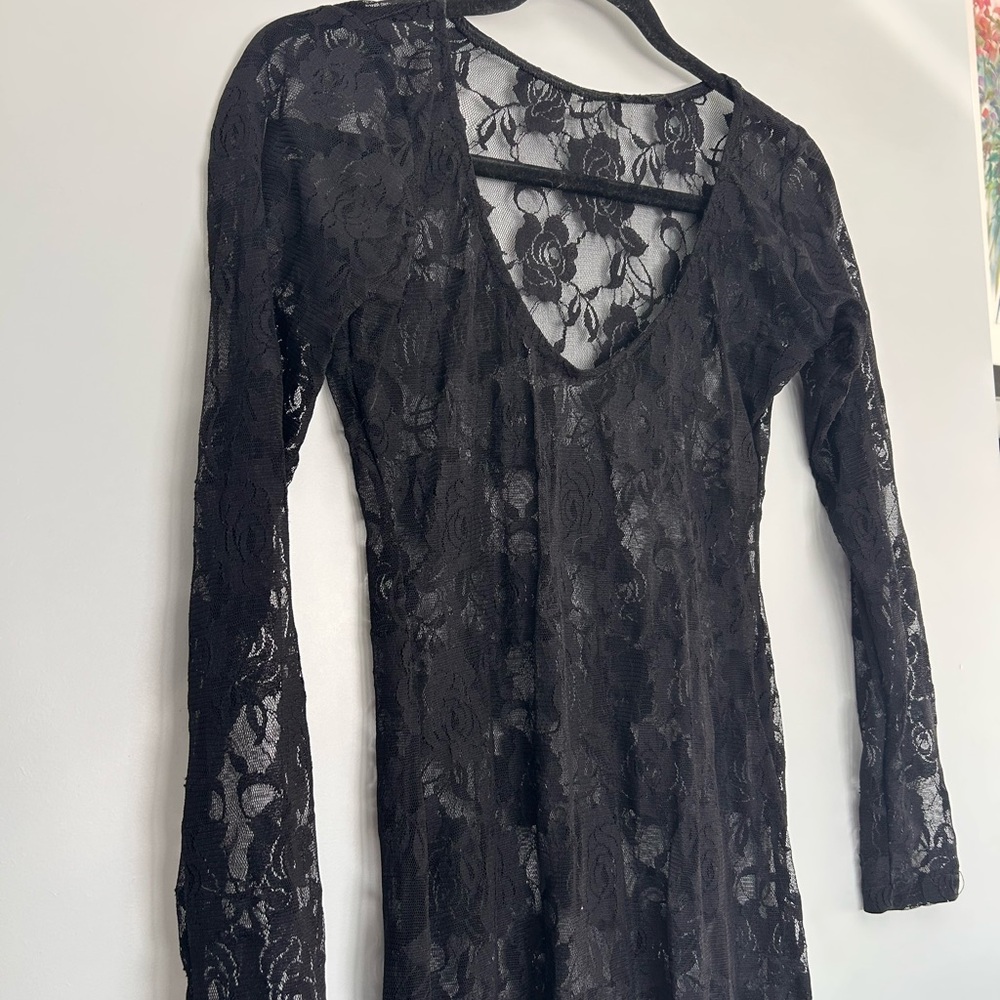 Black Lace Midi Dress
